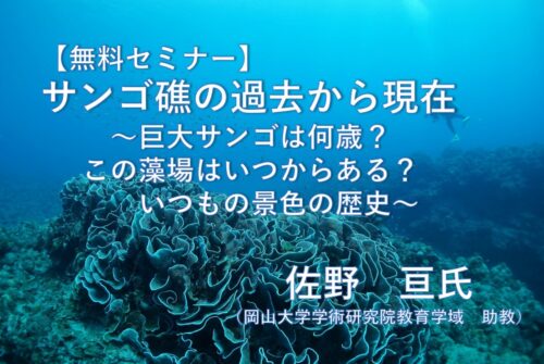 【無料 オンラインセミナー】 「サンゴ礁の過去から現在 〜巨大サンゴは何歳?この藻場はいつからある?いつもの景色の歴史〜」